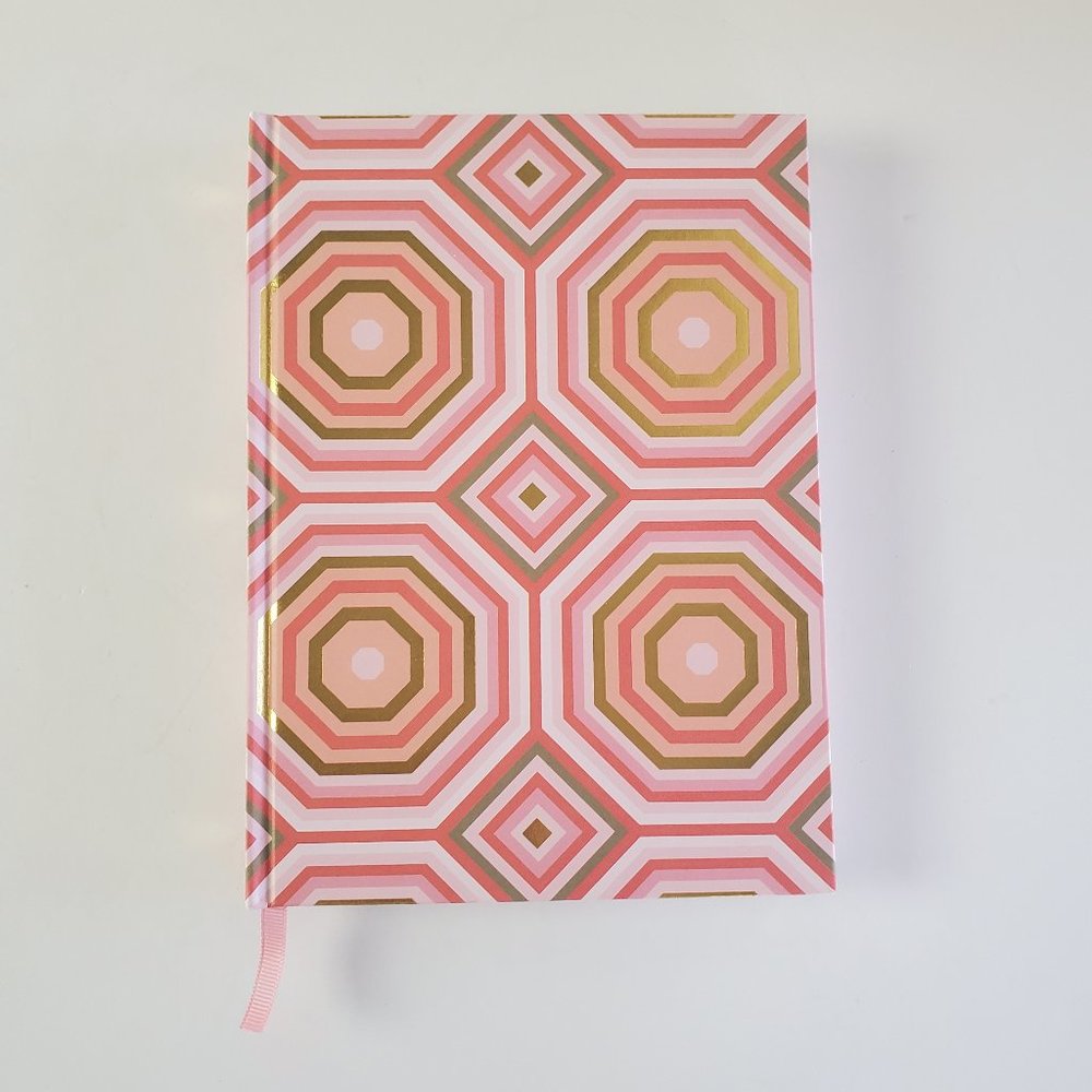 World Market Pink Lined Geometric Hardcover Journal 80 Pages Never Used